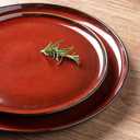 LERATIO Ceramic Dinnerware Sets for 8,Plates and Bowls Sets,Handmade Reactive Glaze Dishes Set,Highly Chip and Crack Resistant | Dishwasher & Microwave & Oven Safe Dishes set,Service for 8-Red(24pc)