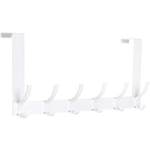 Optish Over The Door Hooks, Door Hanger Hooks for Hanging, Over The Doors Towel Racks for Bathroom with 12 Coat Hook, Coat Rack Bathroom Accessories（1 Pack, White）