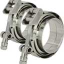 2 X 2.75 inch Quick Release V Band Clamp with Male Female Flanges 304 Stainless Steel for Exhaust Downpipes, 2 Pack