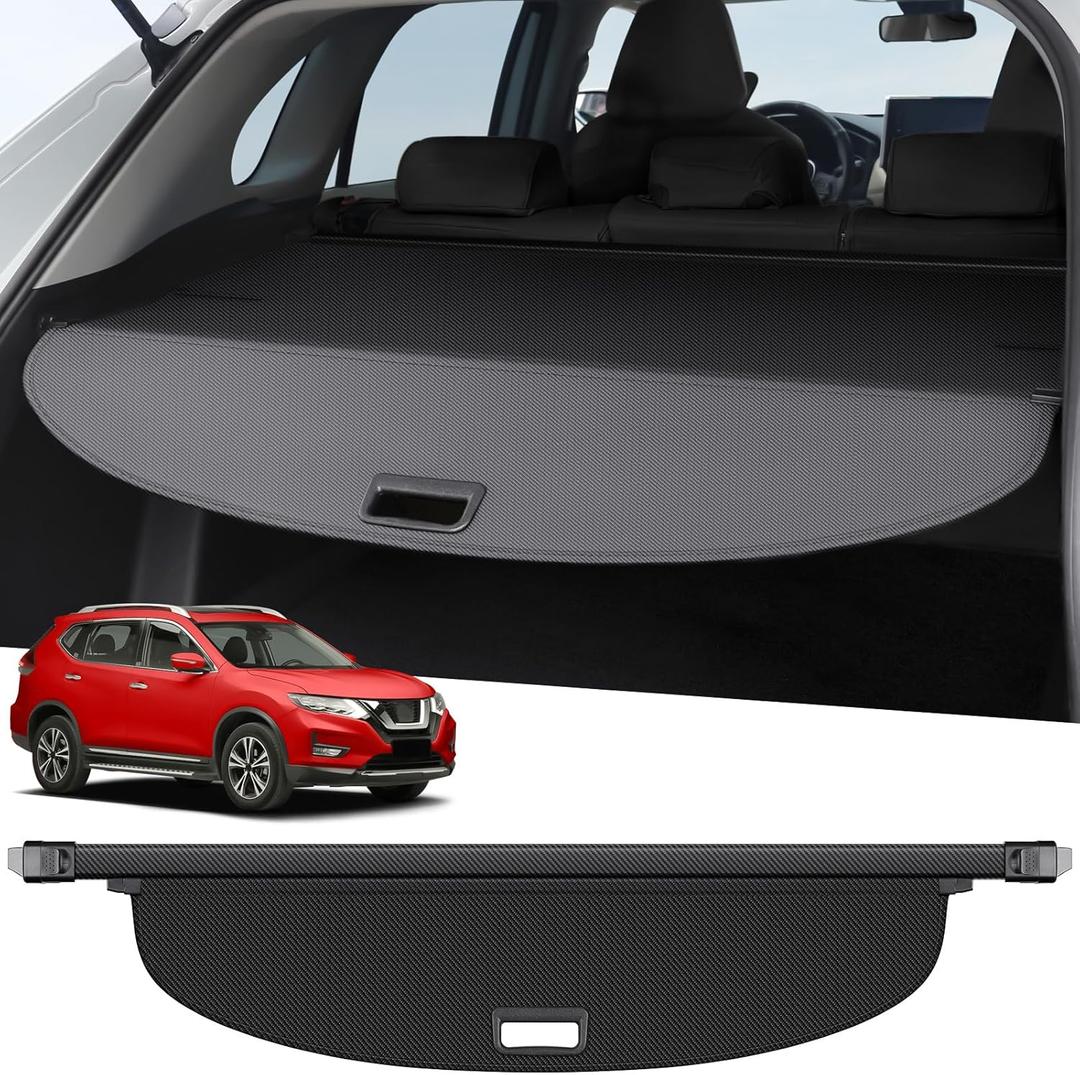 ZZEQYG Cargo Cover for 2021 2022 2023 2024 2025 Nissan Rogue Accessories Retractable Cargo Cover Trunk Cover All Weather Shielding Shade Cargo Luggage Cover(Carbon Fiber)