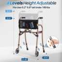 Narrow Walkers for Seniors with Seat, Lightweight Folding Space Saver Mobility Rolling Walker,Height Adjustable Standard Walker with Aluminum Frame, 5-inch Wheels, Compact Travel Walker (Bronze)