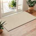 LEKEEPGO Door Mat 24"x47", Non Slip Door Mat Indoor Entrance, Rubber Backing Front Indoor Door mats Washable Absorbent Low-Profile Doomat Entryway Entry Resist Dirt Inside Door Mats, Khaki (1'11" x 3'11" (Rectangular))