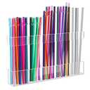 Malldii 9.5” Large Acrylic Straw Holder for Cabinet Door - Reusable Tumbler Straw Organizer Storage, Small Kitchen Accessories Container, Ultra Sticky Cupboard Door Mounted (Transparent)
