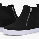 Athlefit Women's Wedge Sneakers Hidden Heel Platform Wedge Booties Hidden Wedgie Sneakers, 8