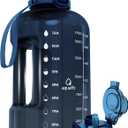AQUAFIT Half Gallon Water Bottle with Time Marker - Straw & Chug Lid - BPA Free Gym Water Bottle with Straw - Big Gallon Jug (Nebula, 64 oz - 2in1 Lid)