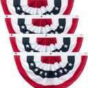 4PCS Set 3 x 6 Feet American Pleated Fan Flag, Indoor Outdoor Patriotic 250 Anniversary USA Decorations, Bunting Outdoor for Memorial Day and 4th of July, Patriotic Half Fan Bunting Flag for Outside