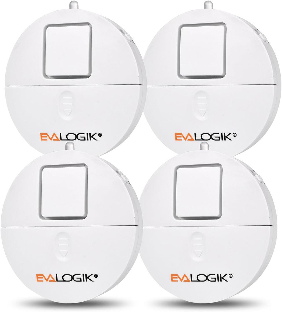 EVA LOGIK Modern Ultra-Thin Window Alarm with Loud 120dB Sound and Vibration Sensors Compatible with Virtually Any Window, Glass Break Alarm Perfect for Home, Office, Dorm Room- 4 Pack
