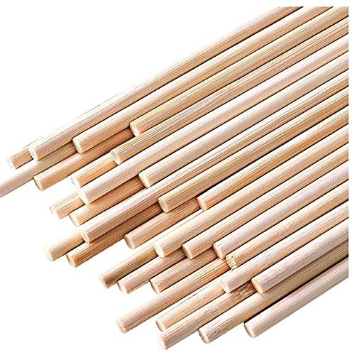 HOPELF 50PCS Bamboo Dowel Rods - 1/4 x 12 Inch, Assorted Hardwood Sticks for Crafts, Cake Dowels & DIY Projects