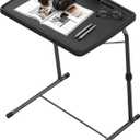 Max Pro Larger Folding TV Tray Table, XL Adjustable Foldable TV Table with 6 Height, 425% Thicker HDPE Plastic Table for Eating, Laptop, Snacks, Dinner Laptop on Couch & Bed, Black