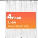 ZEMAHOME 4 Pack PEVA Plastic Shower Curtain Liner Premium Light Weight 72" x 72" Clear Bathroom Shower Showroom Curtain Liner with Rustproof Metal Gromments and Weighted Magnet