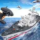 GoolRC Remote Control Warship RC Military Battleship, 1:390 Scale Remote Control Boat for Lakes and Rivers, 2.4GHz RC Armed Cruiser Boat Model with Low Battery Alarm and 3 Batteries for Adults