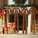 Aneco 6 Pieces Large Brown Velvet Christmas Bows 35 x 16 Inch Christmas Swag Bow Pre Tied Fence Staircase Wreath Bows Holiday Tree Topper for Xmas Home Door Outdoor Decorations