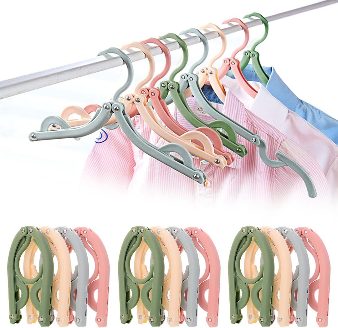 Travel Folding Hanger Household Multifunctional Portable Hanger (Blue Pink Green Beige)