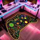 Gamer Rug for Boys Room - Gaming Rug, 5'X7' Colorful Game Controller Shape Gaming Carpet for Teens Boys Playroom Computer Chair Floor Mats Decor Game Carpet for Bedroom