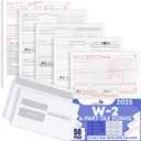 W2 Tax Forms 4 Part 2025, 50 Employees Kit of Laser Forms with 6 W3s, and 50 Self-Seal Envelopes IRS-Compatible, Great for QuickBooks and Accounting Software, All W2 Lazer Forms in Value Pack