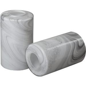 2 Pack White Marble Glass Cylinder Lamp Shade with 1 5/8 inch Fitter, Light Fixture Replacement Globe Cover for Chandelier, Wall Sconce, G0083 (White Grey Cloud)