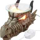 Decorative Snarling Magical Dragon Skull Electric Oil Warmer or Tart Burner for Aromatherapy Essential Scented Oils in Mythical and Medieval Home Decor Lights Halloween Decorations & Gothic Gifts