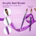 Acrylic Nail Brush Size 20, 100% Pure Kolinsky Nail Brush for Acrylic Application, Professional Nail Extension Manicure Tool Nail Drawing Pen for DIY Home Salon(Purple)