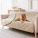 fuguitex Waterproof Dog Blanket, Pet Friendly Reversible Throw Essential for Small Dogs, Tear Resistant Leakproof Washable Couch Cushion Bed Protector Cover for Indoor Furniture30"*70",Beige+Cream