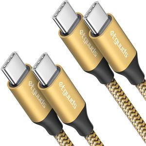 etguuds Gold USB C to USB C Cable [3ft, 2-Pack], 60W Fast Charging Type C to Type C Charger Cable for Samsung Galaxy S23 S22 S21 S20 Ultra 5G, Z Flip/ Fold 4 3, Note 20, Pixel 7 6 Pro & USB-C Laptop