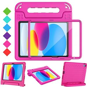 BMOUO Kids Case for iPad A16 11th Generation 11" 2025/iPad10th Generation 10.9 Inch 2022 - with Screen Protector, Shockproof Covertible Handle Stand iPad 11th 10th Generation Case for Kids, Rose
