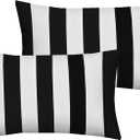 Leaveland White and Black Stripe Set of 2 12x20 Inch Cotton Polyester Square Throw Pillow Case Decorative Durable Cushion Slipcover Home Decor Sofa Standard Size Accent Pillowcase (19.7" x 11.8" (Pack of 2))