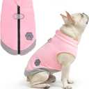 Mihachi Dog Fleece Vest Sweater Zip Up Warm Pullover Step-in Dog Jacket with Dual D-Ring Leash, Winter Cold Weather Reflective Coat Clothes Hoodie for Small Medium Dogs Puppy Cat Boy Girl, Pink S (Small(Chest: 15", Neck: 12", Back: 10"))