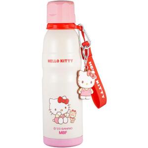 Hello Kitty Stainless Steel Insulated Water Bottle with Key Chain and Strap - Pink 600ml