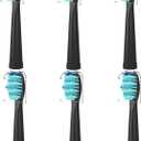 Toothbrush Heads for FairyWill, Replacement Brush Heads for Fairy Will, Electric Toothbrush Replacement Heads for Fairywill FW-507/508/551/515/917/959, FW-D1/D3/D7/D8 (6 Count (Pack of 1), Black)