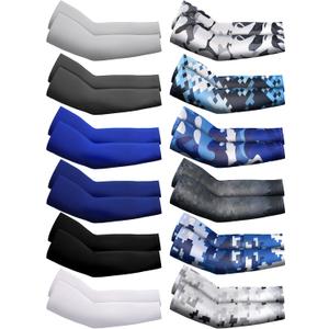 Newcotte 12 Pairs Arm Sleeves for Kids Compression Football Baseball Youth UV Protection Breathable Cooling Sleeve (10-14 Years)