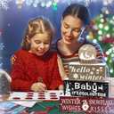 4pcs Winter Table Wooden Decoration Christmas Wooden Decorative Winter Signs Table Decoration Double Side Tiered Tray Decor Holiday Centerpiece for Xmas Home Decor