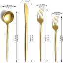 Evanda Gold Silverware Set 64 Piece Service for 16, Titanium Gold Plated Stainless Steel Flatware Set, Knives Forks Spoons Cutlery Set for Wedding, Parties, Birthday, Restauroom, Dishwasher Safe