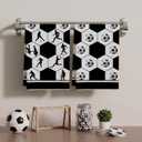 XCHI Black and White Checkered Soccer Player World Cup Dish Towels 18x26 Inch for Game Day Soccer Party Home Kitchen Decorations Hand Towels Set of 2 Drying Dishcloth
