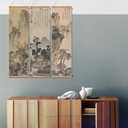 xinyuru Chinese Ancient Landscape Wall Art Poster,Tradition Canvas Printing,Oak Wood Scroll Painting Decor for Bedroom Living room (Landscape 01, 12x41x3 Piece)