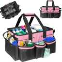 Boczif Cleaning Caddy Bag Wearable, Cleaning Caddy Supplies Organizer with Handle, Shoulder Straps & Detachable Divide, Cleaning Tool Organizers Tote Bag for Cleaners & Housekeepers(Pink)