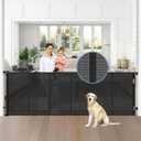 Reinforced 75 Wide Retractable Baby Gates with Support Rods, Retractable Dog Gate for The House Extra Wide Mesh Pet Gate Indoor Outdoor Child Gates for Doorways Stair Gates for Kids or Pets (Black)