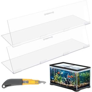 Sieral Aquarium Lids Polycarbonate Canopy 2 Pieces Set 22.95 x 16.61 x 0.12 inch for 75/90/110 Gallon with Center Brace Aquariums Cover Fish Tank Lid with a Hook Knife, Clear