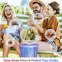 2 x Straw Cover Compatible With Starbucks Cup, 7Pcs Reusable Drinking Straw Cover, Splash Proof Straw Cover Cap, Straw Covers Cap for Tumbles,Cups Accessories (7-8MM-7PCS).