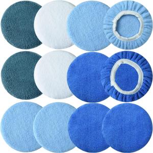 Buffing Bonnets Kit - 12pcs Polishing Bonnets for 9-10 Inch Orbital Buffer Polisher