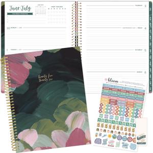 bloom daily planners 2025-2026 (8.5" x 11") Academic Year Day Planner (July 2025 - July 2026) - Weekly & Monthly Dated Agenda Organizer with Stickers & Tabs - Emerald Paint Strokes (Green)