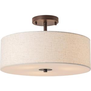 Bargeni Semi Flush Mount Ceiling Light Fixture,16 inch Drum Flush Mount Ceiling Light,Modern Light Fixtures Ceiling Mount with Oil Rubbed Bronze Finish,Semi Flush Ceiling Light for Bedroom,Living Room