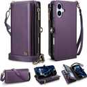 for iPhone 17 Wallet Phone Case with 7 Card Holder,RFID Blocking | PU Leather | Kickstand | Flip | Wrist Strap&Shoulder Strap | Shockproof | Zipper Wallet | Women Men | 6.3" | Purple