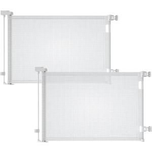 2PCS Retractable Baby Gates, Mesh Dog Gate for Doorways, 33.6" Tall, Expands to 55" Wide,Pet Safety Essential Fit for Baseboards, Wide Toddlers Gates for Hallways, Indoor & Outdoor,White