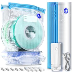 Filament Storage Bags with Upgrade Auto Pump, 20 Filament Vacuum Storage Bags(11.81 * 13.38 in) Plus 20 Desiccants and 5 Clips, Keeping Spool Clean and Dry