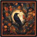 Halloween Fall Black Raven Mahjong Mat 31.5" x 31.5"