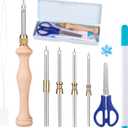 Punch Needle Kit with Storage Box,Adjustable Punch Needle Tool with1.6mm/2mm/2.5mm/3.5mm/5mm Metal Needles,Needle Punch Set Adults Beginner for DIY Craft Perfect for Decoration and Gifts(Blue)