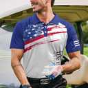 Mainfini Men's Short Sleeve Golf Shirts UPF 50+ Raglan Patriotic American Graphic Polo Shirt (XL)