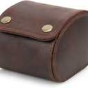Leather Single Watch Case,Genuine Leather Vintage Watch Roll Travel Case for Storage Organizer Display (1 Slot)