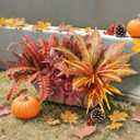 Artificial Fall Plants for Autumn Outdoor Decor Realistic Faux Greenery & Flowers Fake Plastic Leaves with Stems UV Resistant Outside Bushes for Garden Patio and Porch 8Pcs (Fall Color)