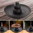 Black Glazed Ceramic Incense Burner, Bottle Gourd Shaped Incense Holder